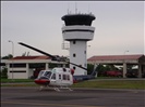 Helicopter infront of Tower at Balikpapan airport